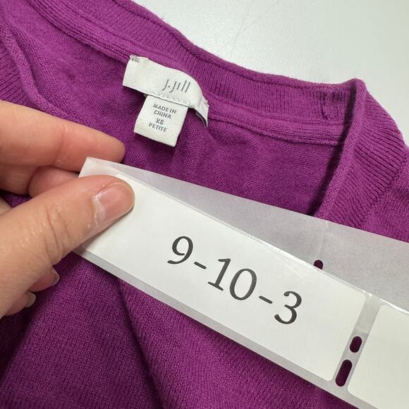 J.Jill Sweater Womens X Small Petite Purple Crew Neck Tunic‎ Top Side Slit - Picture 3 of 7